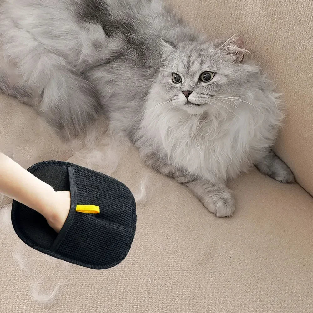 Pet Hair Removal Gloves - Grooming & Deshedding Gloves for Dogs Cats - Works on Sofa Carpet Clothes - Multi-Surface Brush